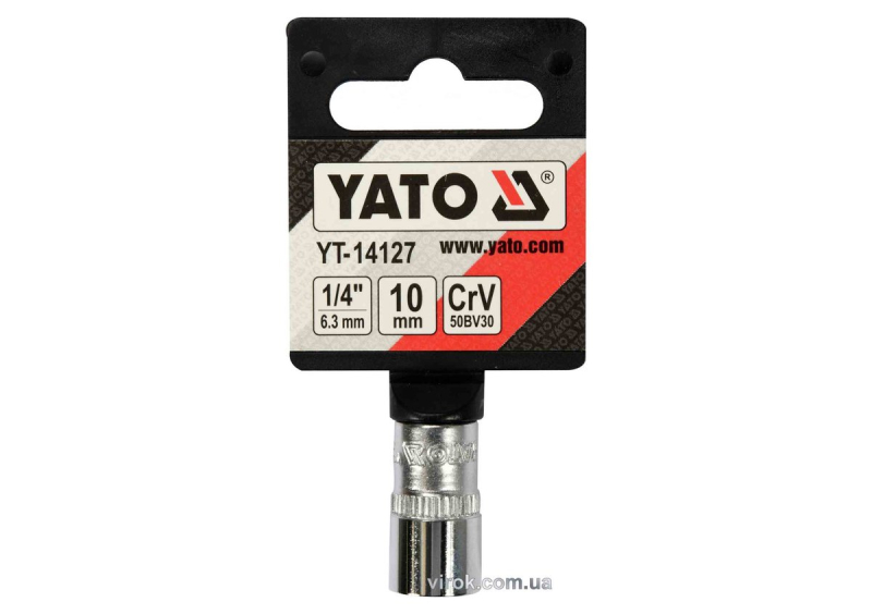 Головка торцева 6-гранна YATO : квадрат 1/4", М10, CrV [Блістер] [6/360]
