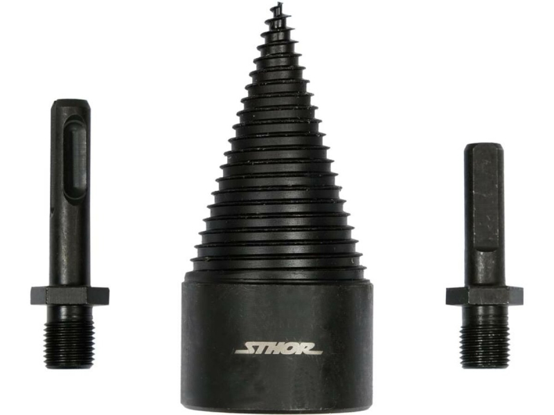 Свердло конічне для розколювання дерева VOREL, Ø= 45 мм h=95 мм з 2 шпинделями (SDS+ і 3-кутний)