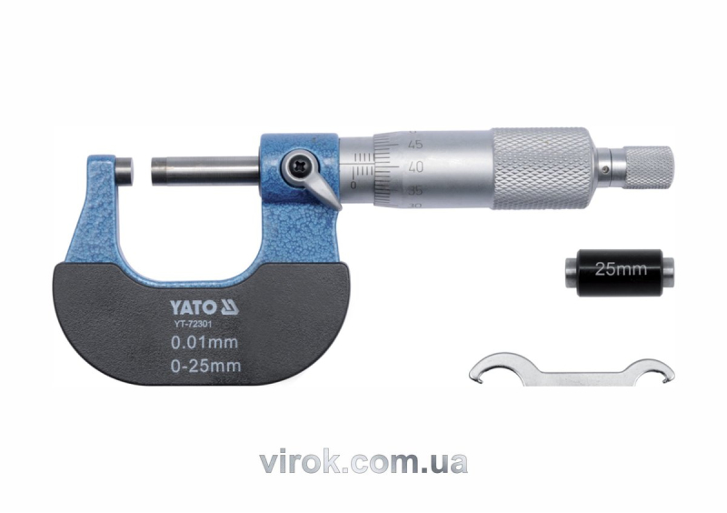 Мікрометр YATO з точністю 0.01 мм в діапазоні 25 - 50 мм