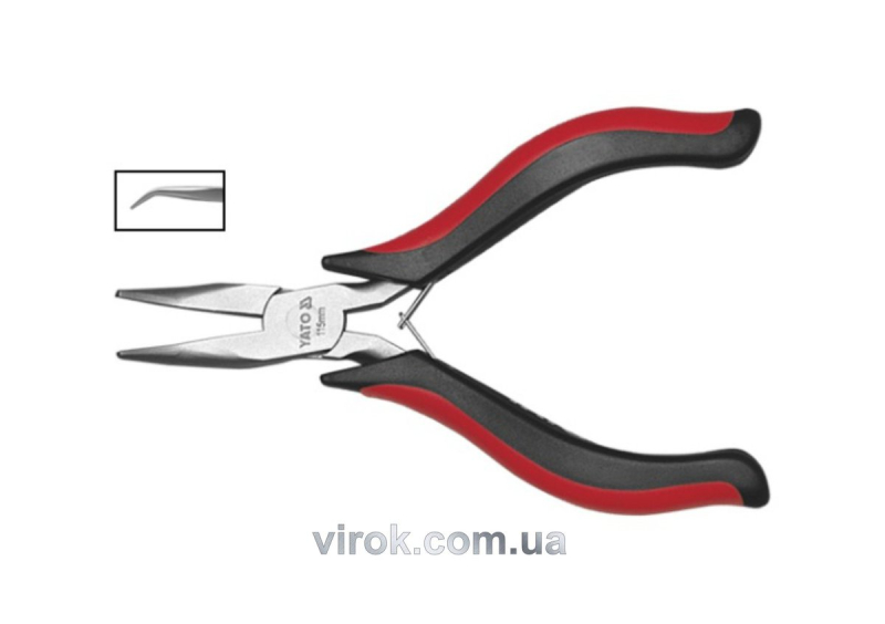 Тонкогубці-міні загнуті нікельовані YATO : L= 115 мм [6/120]