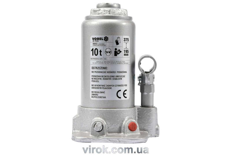 Домкрат гідравлічний cтовбцевий VOREL; F= 10 т, роб. висота- 195- 375 мм [4]