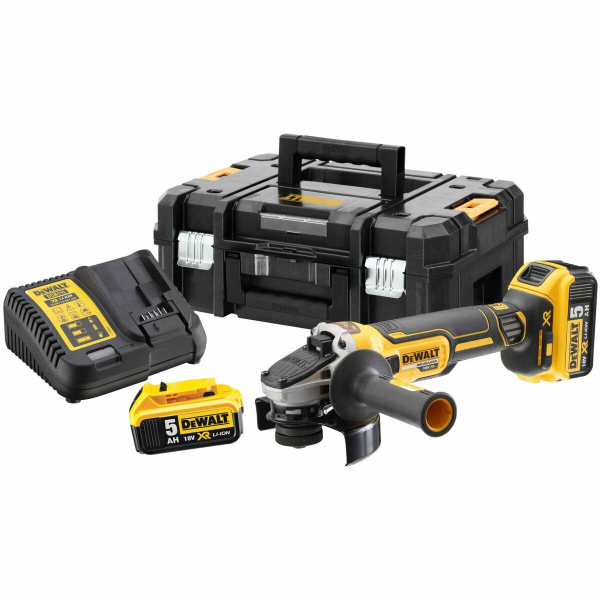 Шлифмашина угловая аккумуляторная бесщетность. DeWALT 18 В XR Li-lon P=800 Вт Ø=125 2 АКБ 5 Агод + ЗП кейс