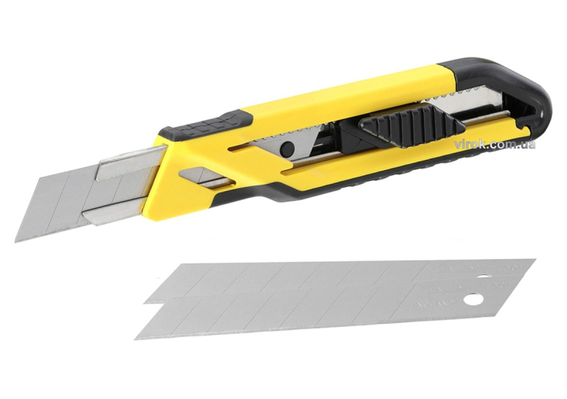 Ніж STANLEY "Comfort" з висувним лезом 18 мм, з відломними сегментами, 3 леза