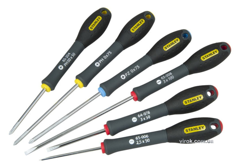 Набір викруток прецизійних STANLEY "FatMax" : SL, PH, PZ, [6 Шт.]