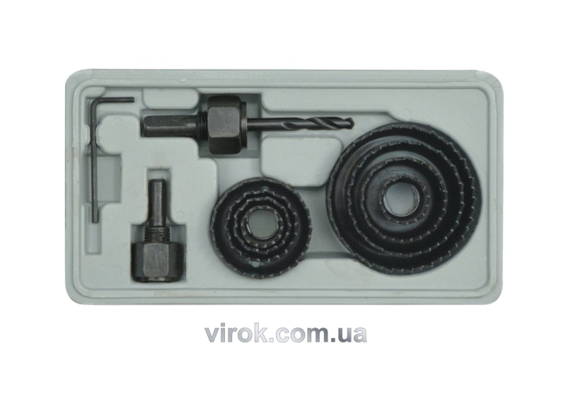 Пили кільцеві по дереву VOREL + свердло. Ø-19-64мм (2 хвостовики), Набір 11шт. В кейсі