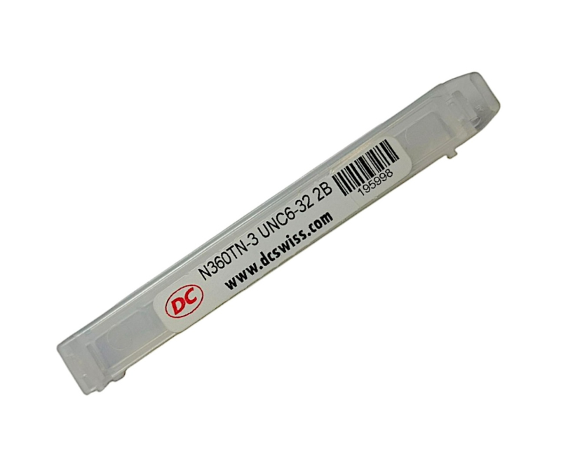 Мітчик дюймовий UNC №6 32 ниток Р6М5К5 (HSS-E) з гвинтовою канавкою для 
глухих отворів N360TN-3 з покриттям TiN 195998 DC Swiss