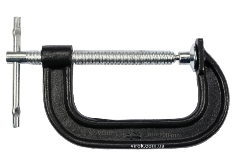 Струбцина з гвинтовим затиском "G" подібна VOREL; l= 100 мм