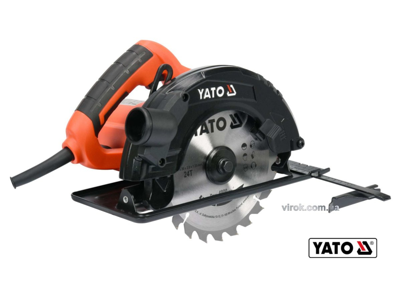 Пила дискова мережева YATO : P= 1.5 кВт, диск Ø=185x20x2.8 мм, кут 0-45°, гл.≤ 65мм [2/40]