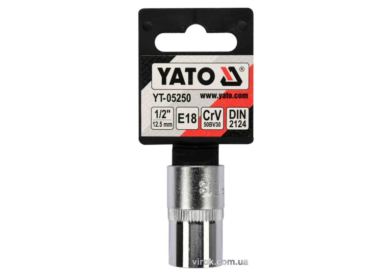 Головка торцева YATO : TORX E18, квадрат 1/2", CrV, DIN 2124 [Блістер] [6/180]