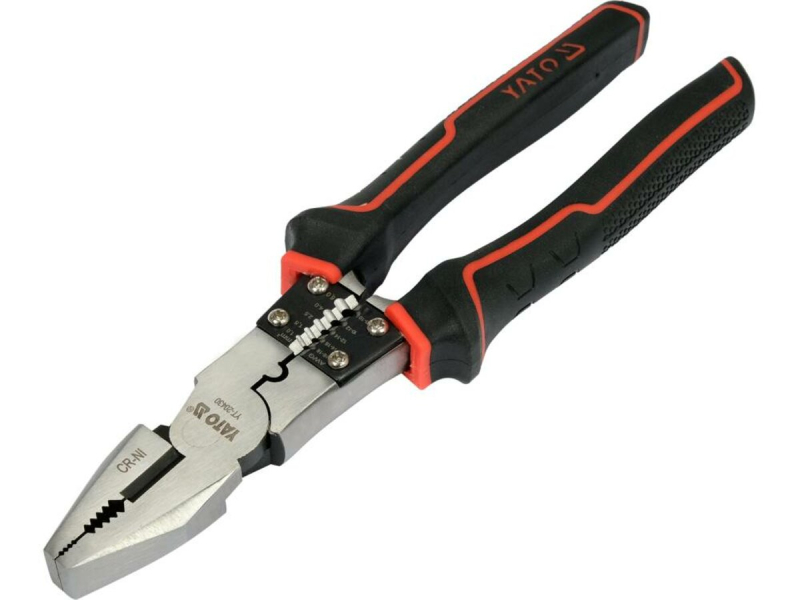 Плоскогубці комбіновані з функцією обробки провідників YATO l= 220 мм, ізольвані ручки