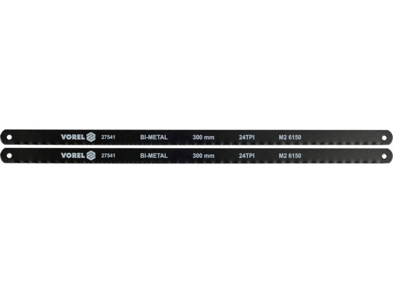 Полотно різальне по металу BI-метал VOREL M2+CrV 6150, 300х12,6х0,65 мм, 24 зуби/1", паков. 2шт [10]