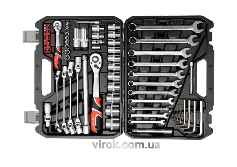Набір головок торцевих YATO : квадрат 1/2", 1/4" з інструментами. 77 шт. [2]