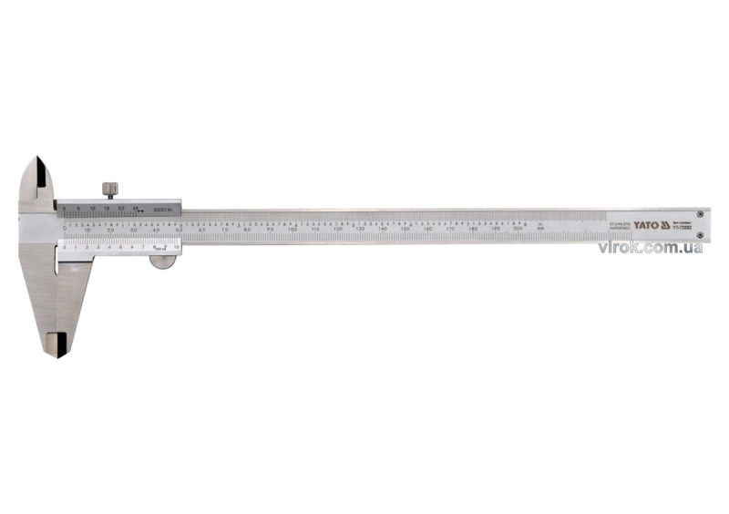 Штангенциркуль YATO : L= 200 мм, точність ± 0,02 мм