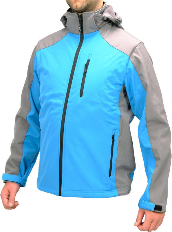 Куртка рабочая SOFTSHELL с прикреплённым капюшоном YATO разм S, сине-серый, 3 кармана, 96% полиэс и 4% (YT-79560)