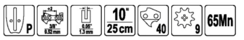 Шина для пили YATO l= 10"/ 25 см (40 ланок) 3/8" (9,52 мм).Т-0,05" (1,3 мм) YT-84948, YT-84960