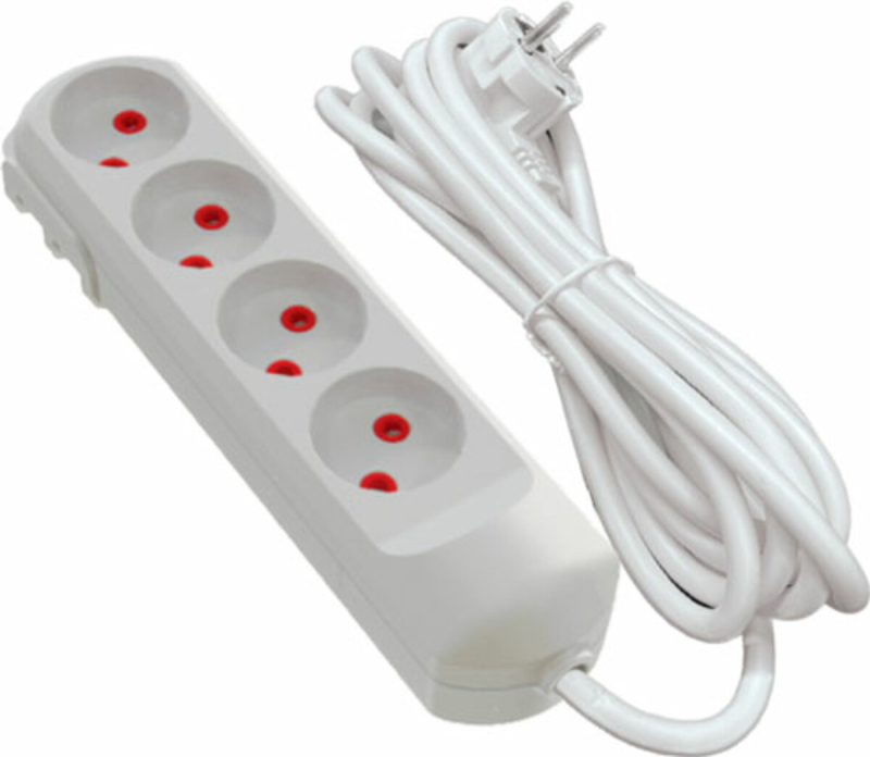 Подовжувач мережевий VIROK: l= 3 м, з 4 гніздами без заземлення