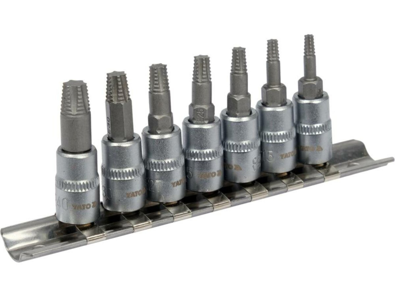 Набір естракорів гвинтів YATO торцеві з TORX спіральні квадрат 1/4", 7 шт [15]
