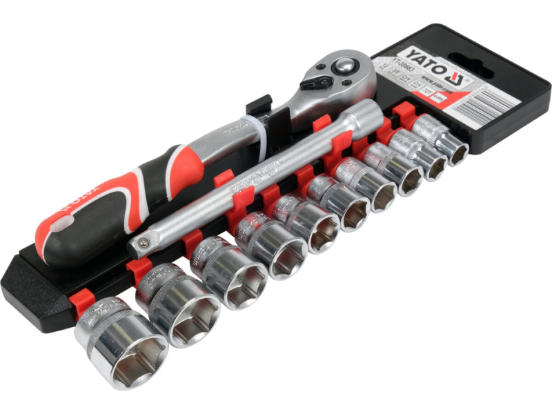 Набір головок торцевих YATO з квадратом 3/8", з тріщаткою. 12 шт