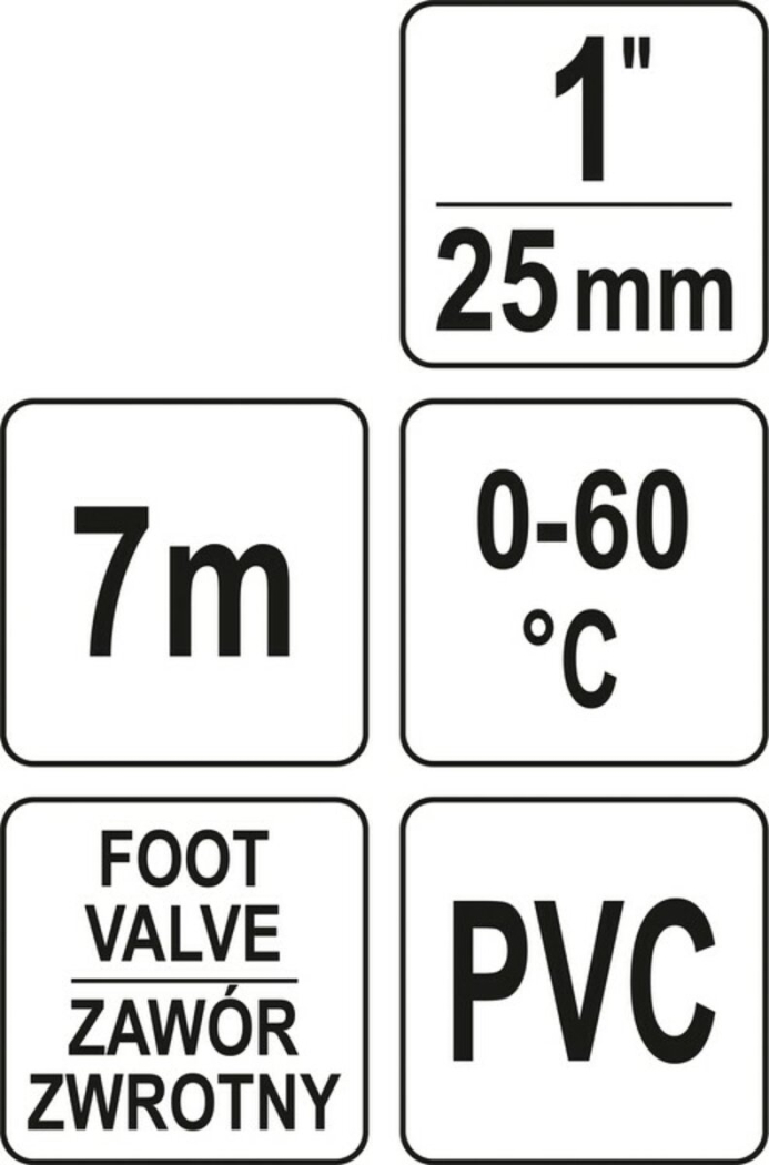 Шланг всмоктувальний до насосів FLO, l= 7 м, сполуч. Ø= 1", з ситом і зворотнім клапаном