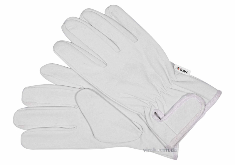 Рукавиці робочі білі з застібкою-липучкою YATO : шкіра, розмір 10 [10]