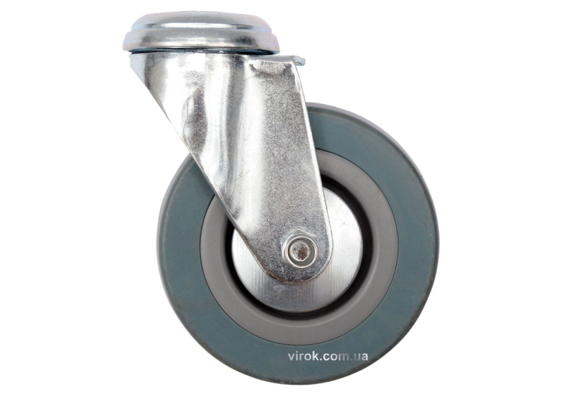 Колесо до візка Ø=125мм, b=27мм VOREL з обертовою опорою і кріпил. отвор; h=158мм, навант.-50кг
