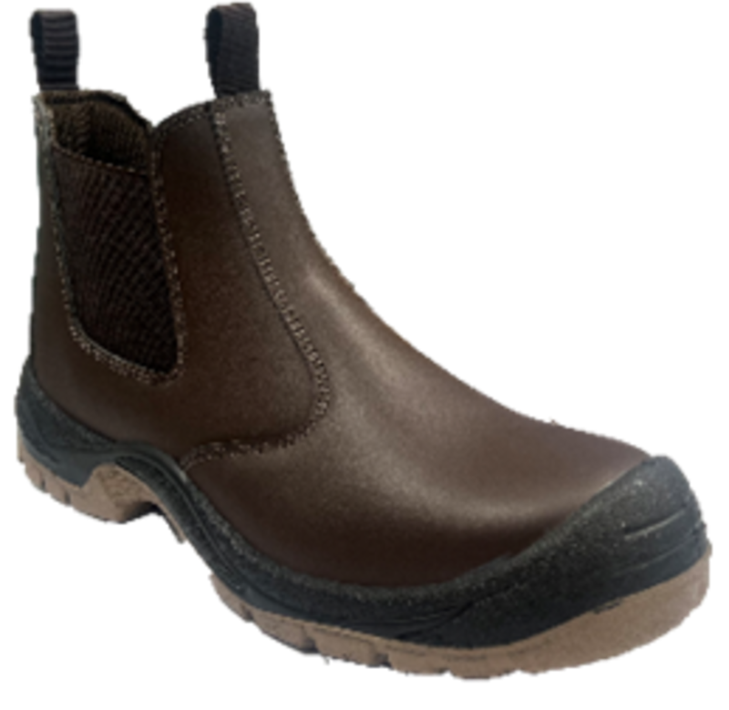 Чоботи низькі робочі з полірованої спилок шкіри YATO CHELSEA розм. 44, коричневі з поліурет підошвою