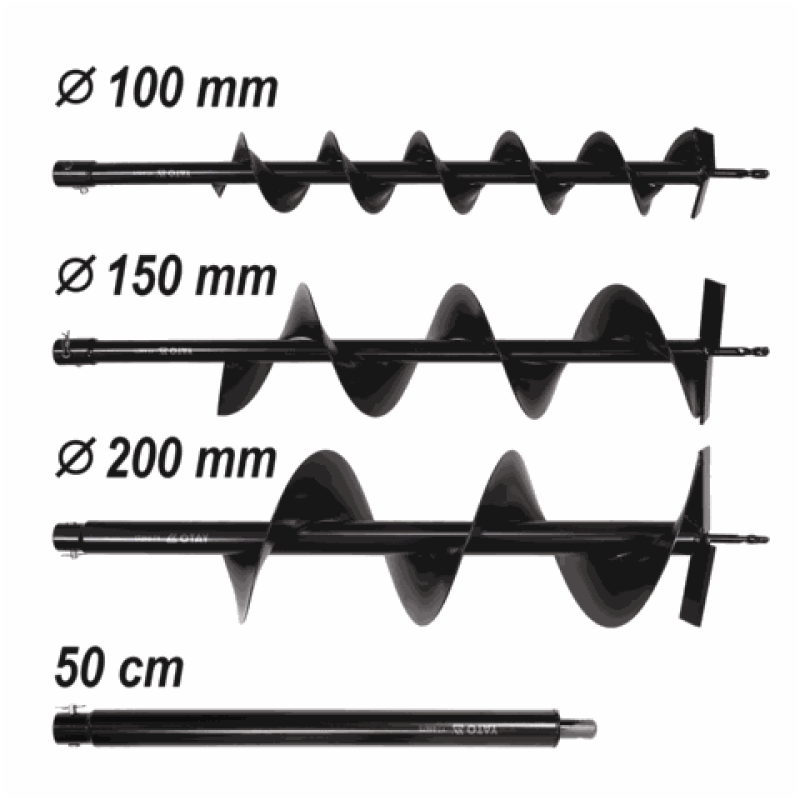 Мотобур бензиновый YATO YT-84660, 51,2 см³, 1,4 кВт, 3 шнека