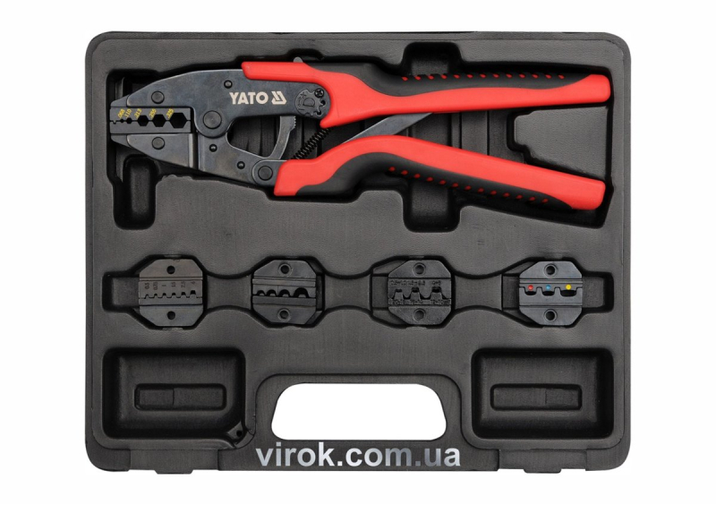 Кліщі для обтискання і зачистки проводів YATO, L=260 мм зі змінними вставками кпл. 6 шт. [10]