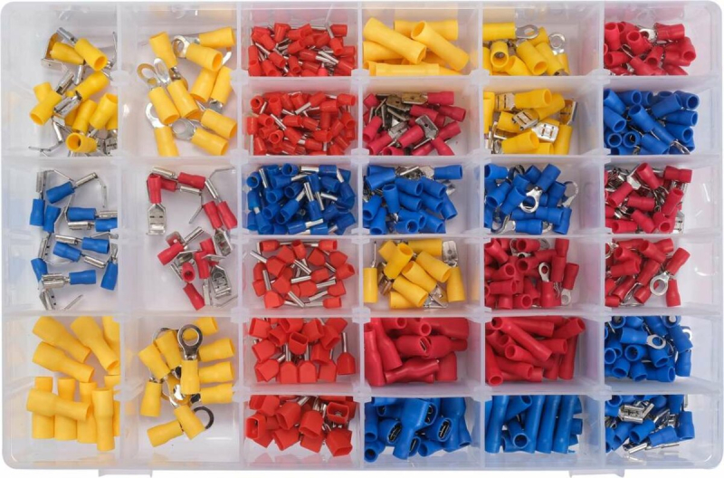 Набір електричних роз'ємів з ізоляцією і клем YATO : 600 шт, в футлярі [20/320]