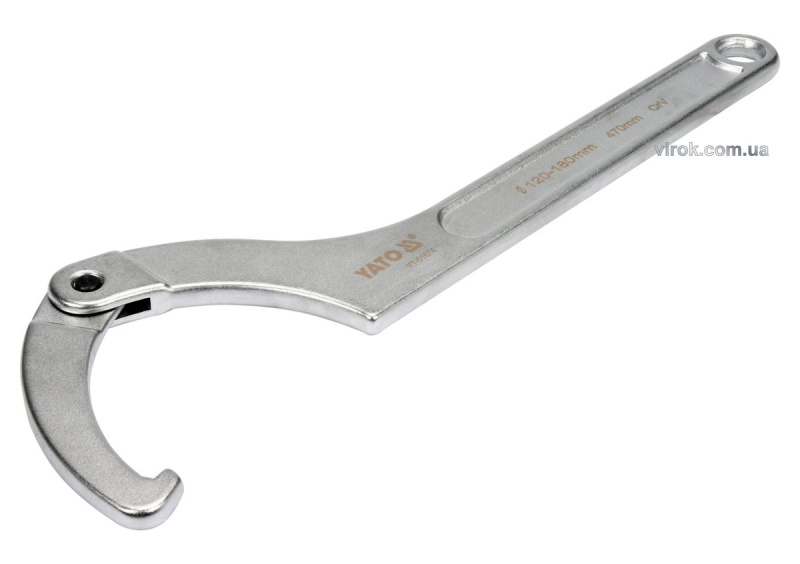 Ключ гаковий з носиком на шарнірі в діапаз. M= 120-180 мм YATO, Хр-Ванад., L= 470 мм [5/10]