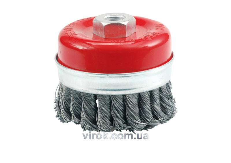 Щітка - крацовка VOREL чашкоподібна, з гайкою М14, Ø-80мм підсилені