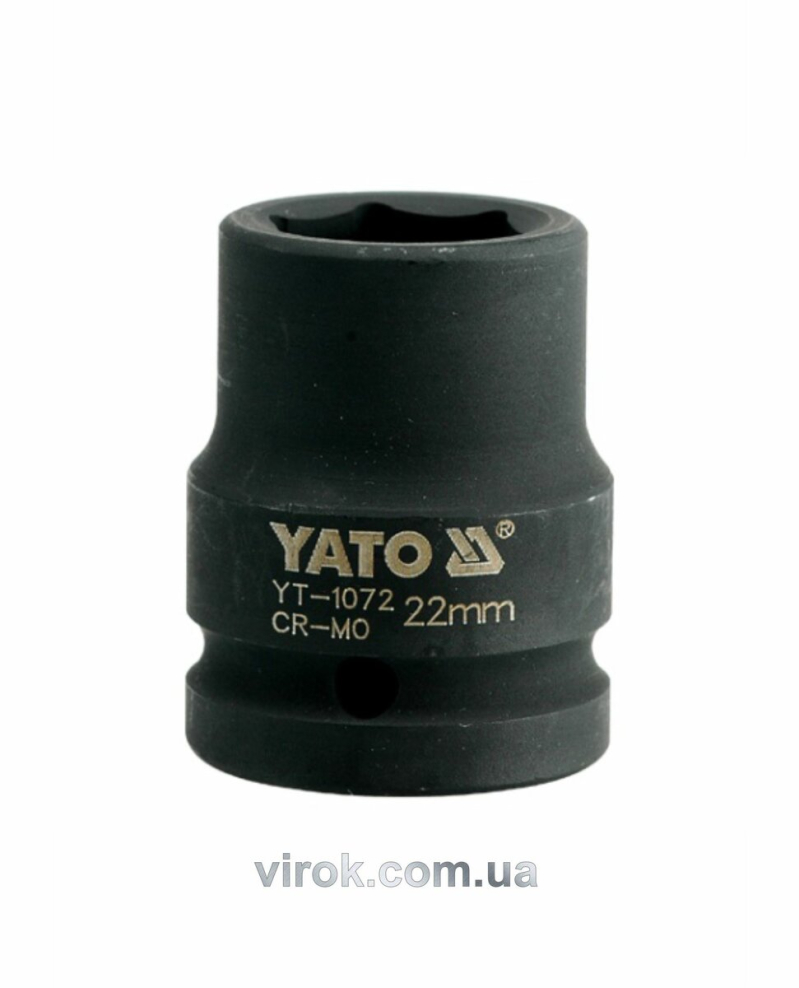 Головка торцева ударна 6-гранна YATO : квадрат 3/4", М= 22 мм, L= 50 мм