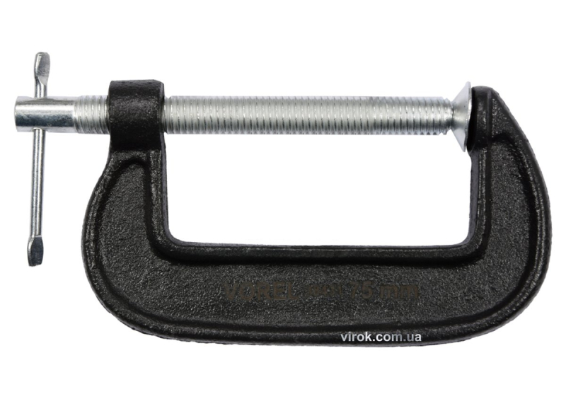 Струбцина з гвинтовим затиском "G" подібна VOREL; l= 75 мм