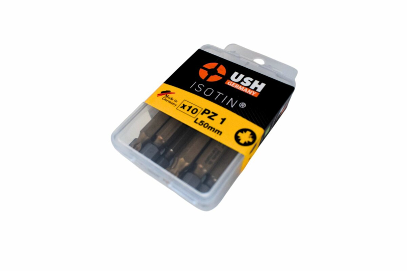 Насадка викруткова USH ISOTIN : Pozidriv PZ1 x 50 мм. Torsion. титанове покриття. Уп. 10 шт.