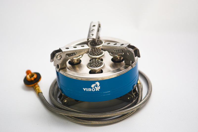 Плита газова туристична VIROK 7кВт, 5 конфорок + шланг з різьбовим (7/16) з'єднанням