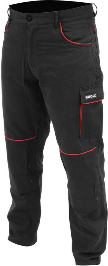 Штани робочі COMFY YATO розмір XXL, чорно-червоні, 7 кишень, 100% бавовна [10]
