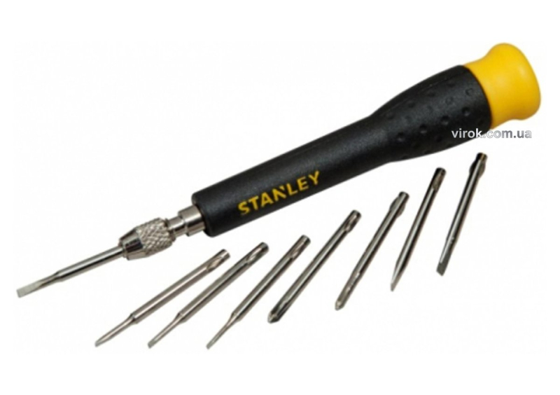 Викрутка-тримач з прецизійними насадками STANLEY : SL і PH, в футлярі, 9 шт