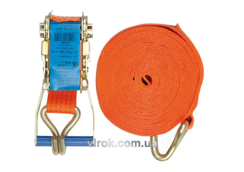 Пас для кріплення багажу з тріщаткою VOREL, + гачок 5т, 2000 daN, 50мм х 6м