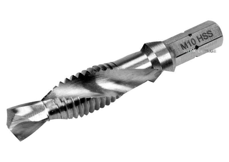 Свердло-мітчик YATO М10 х 1.5 мм, HSS М2, HEX-1/4", l= 59/15 мм [20/200]