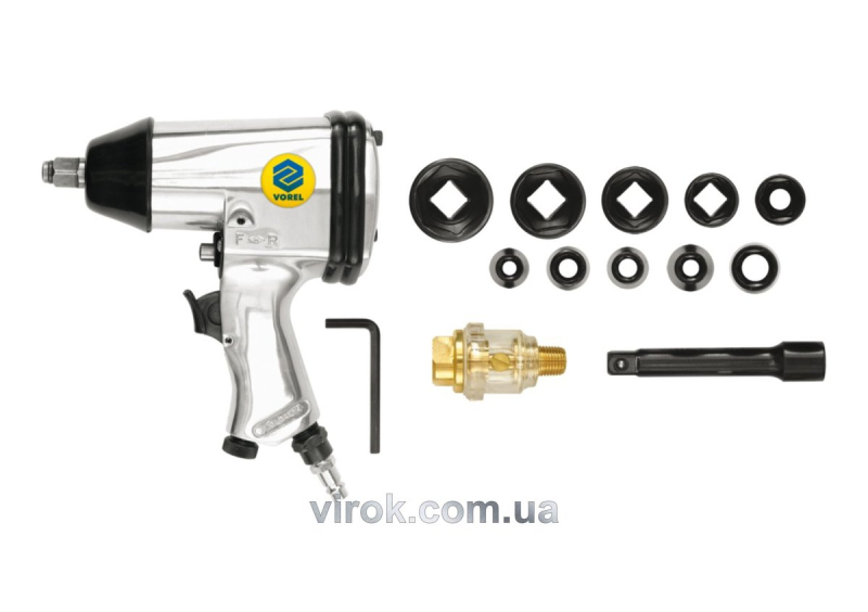 Гайковерт пневматичний VOREL : квадрат 1/2", в комплекті