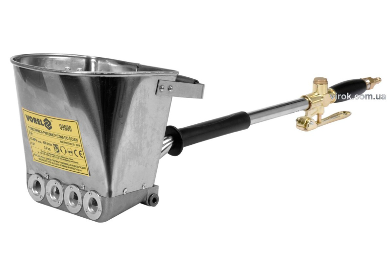 Ковш пневматичний для штукатурки стін VOREL : ємність- 4 л, 4 бар, 400 л/хв, продукт.- 50 м²/год [4]