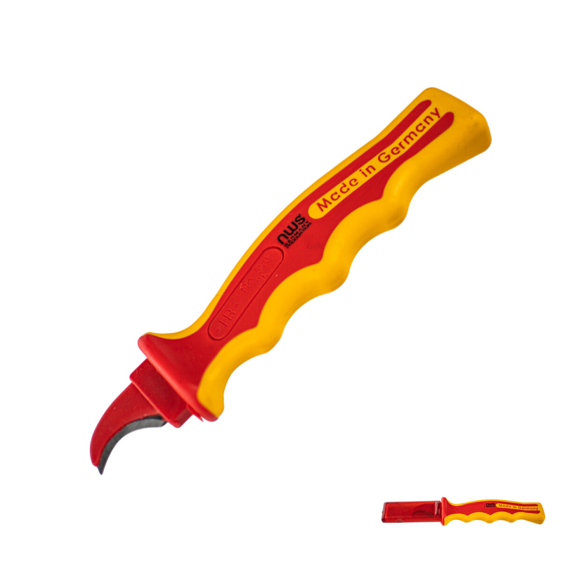 Ніж для знімання ізоляціі, з гачкоподібним лезом NWS L=190 мм, ізольований 1000 V