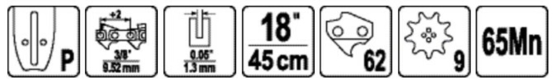 Шина для пили YATO l= 18"/ 45 см (62 ланки)Нап.Тов-0,322" (8 .2мм)для ланц---YT-84956, YT-84960