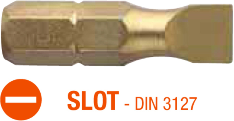 Насадка викруткова USH ISOTIN SLOT SL 6.5х1.2 х 25 мм Torsion Уп. 10 шт.