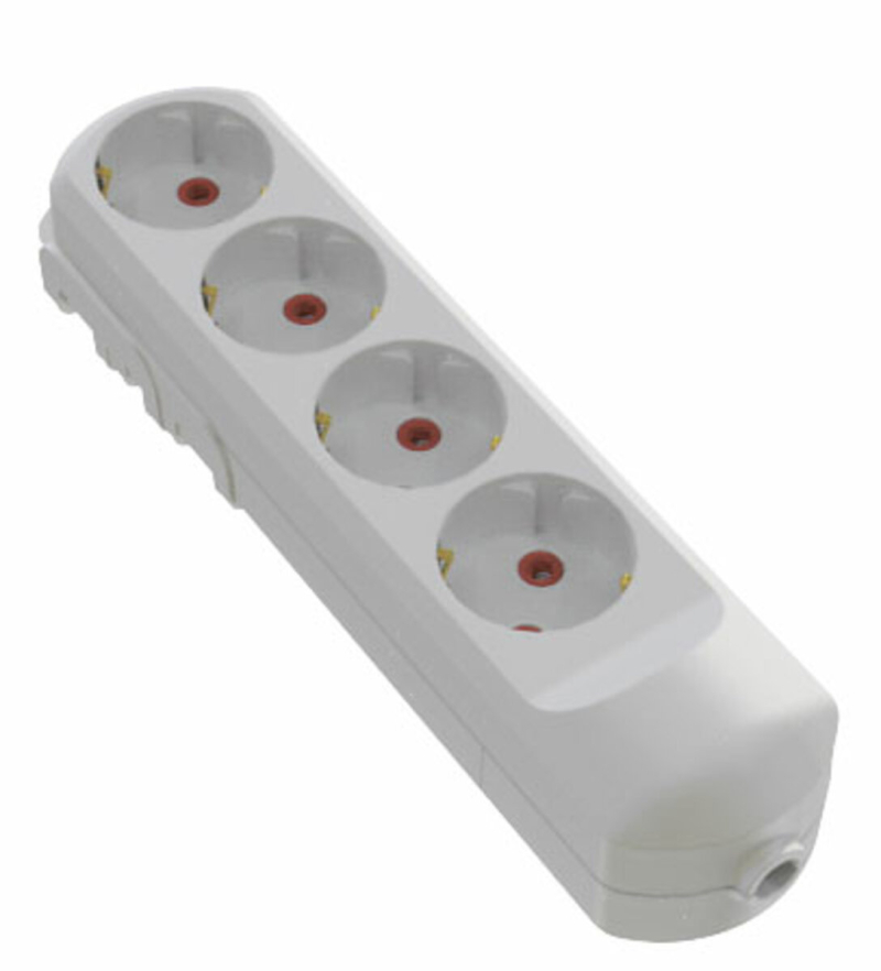 Колодка мережева VIROK: з 4 гніздами із заземленням