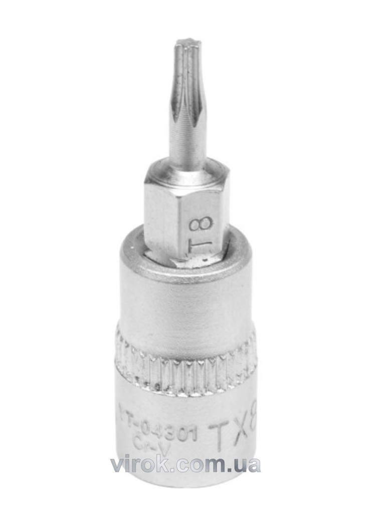 Головка торцева YATO квадрат 1/4 "TORX" Т8, L= 37 мм [150/600]