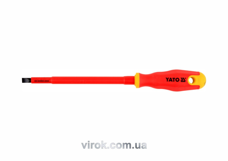 Викрутка плоска діелектрична ізольована YATO : шліц SL8 x 175 мм. VDE до 1000V