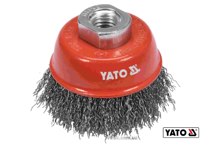 Щітка зачисна "чашка" до КШМ YATO Ø=65 мм, гайка- М14 з нержавіючої сталі: [10/80]