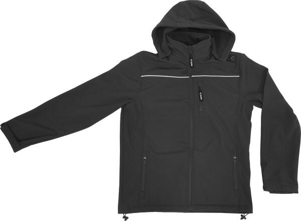 Куртка рабочая SOFTSHELL с прикреплённым капюшоном YATO разм S, черный, 3 кармана, 96% полиэст и 4% спандекс (YT-79550)