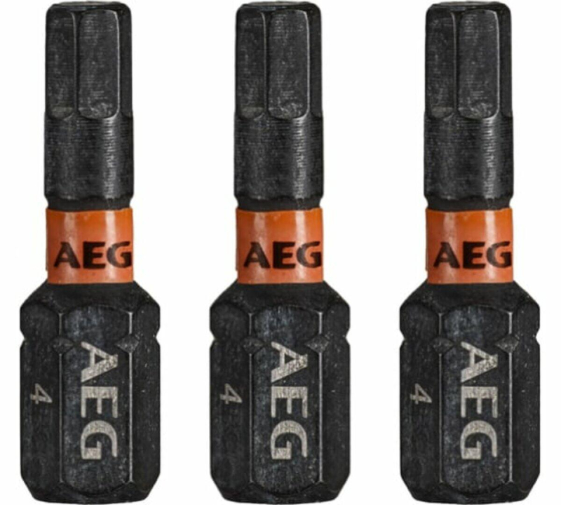 Насадки отверточные ударопрочные AEG: HEX 4, l=25 мм, 3 шт. DW (AAK253H4)